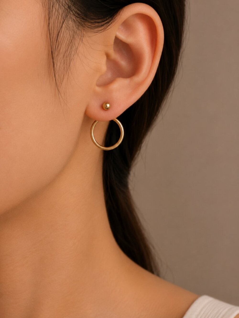 Dainty Gold Minimalist Circle Stud Earrings